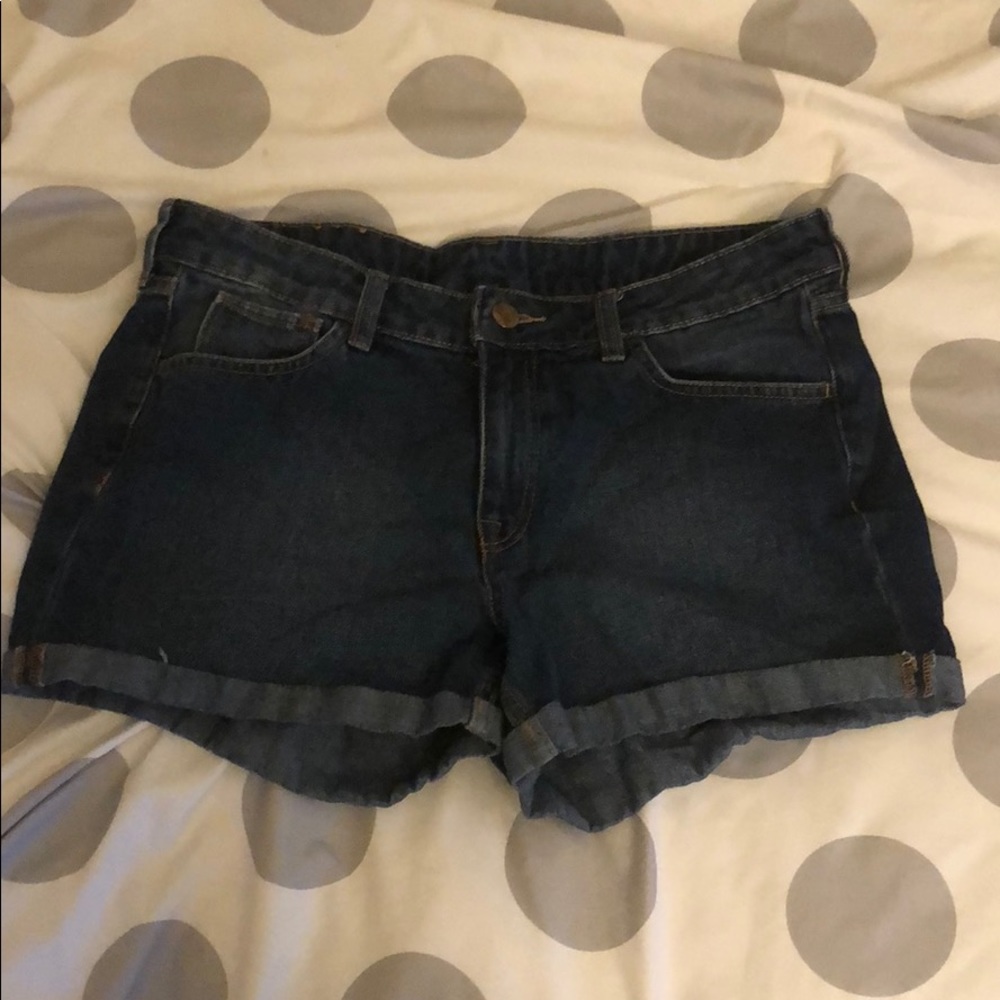 Dark blue denim shorts